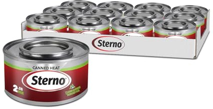 Sterno Fuel Cans - 2.25 Hour Burn, (12-Pack) Chafing Dish Fuel Can Burners for Food Warmer, Chafer Fuel, Canned Heat Ethanol