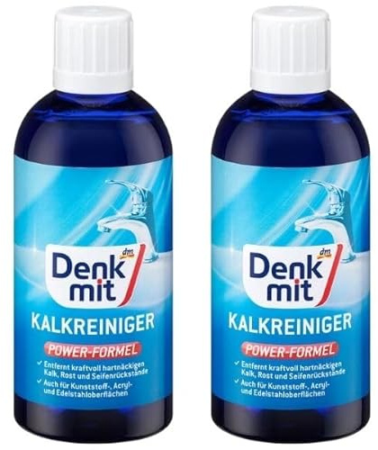 Kalkreiniger Denkmit, Kalklöser, Kalkentferner, Kalkreiniger Duschkabine, Wc, Sanitärreiniger Bad, Reinigungsmittel, 2x500 ml