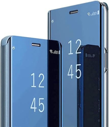 für Samsung s23 Hülle Spiegel Handyhülle für Samsung Galaxy s23 Schutzhülle 360 Grad s23 Flip Case Klappbar Hard PC Stoßfest Cover Ständer Funktion Klapphülle Galaxy s23 5G Hüllen 6.1 (Blau)