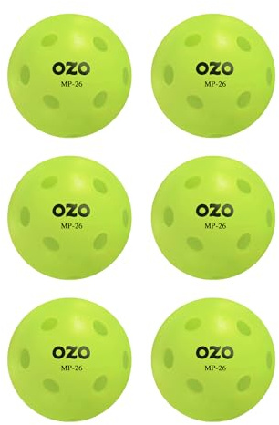 OZO Pickleball MP-26 - Set med 6 inomhusbollar, 26 hål, rotationsform