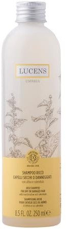 Lucens - Shampoo Ricco Capelli Secchi o Danneggiati, Nutriente e Ristrutturante per Capelli Secchi, Sfibrati o Danneggiati, 250 ml