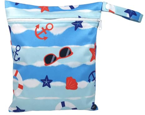 ZEACCT 1 Stück Wasserdichter Nassbeutel, Nass-Trockenbeutel, Wiederverwendbare Stoffwindeltasche, Geeignet für Badeanzug, Reise-Strand-Fitness-Pool-Tasche, Outdoor-Aufbewahrungstasche