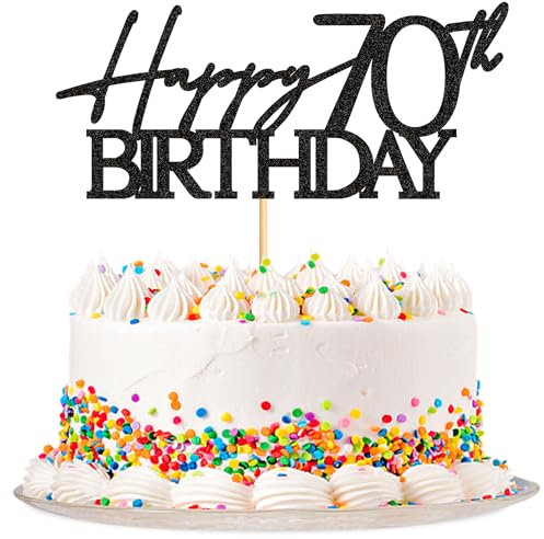 Blumomon 3 Pcs Black Happy 70th Birthday Cake Toppers - Party Decoration Supplies for Cake Topper and Party Decorations