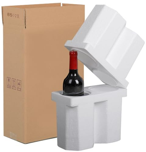 Bottle Shipping Box with Foam for 2 Bottles Wine Bottle Wine Box Bottle Shipping Wine Packaging Box Wine Bottles Protection Transport Safe 225 x 115 x 380 mm