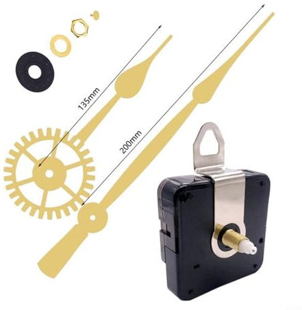 WIIYENA Kit Meccanismo di Movimento per Orologio da Parete Fai da Te ad Alta Coppia, Set di Parti di Riparazione e Sostituzione per Orologio al Quarzo Silenzioso con Lancette Lunghe per Orologio
