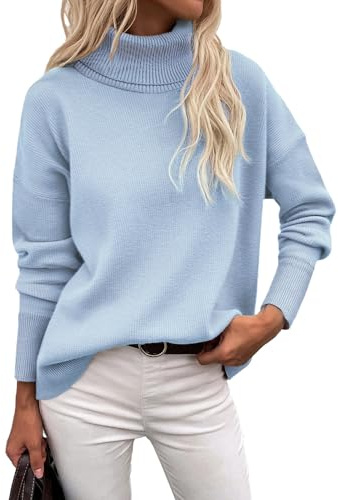 Zeagoo Jersey de Cuello Alto para Mujer Invierno Cálido Sueter Pullover | Otoño Largo Elegante Punto Sweater