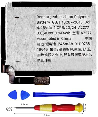 Vvuilsty Batería de repuesto A2277 compatible con Apple Watch Series 5 Gen 40 mm/Watch SE 40 mm con kits de herramientas de reparación