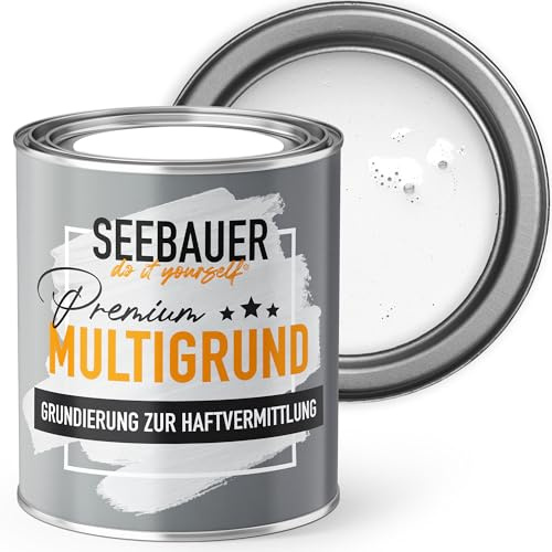 SEEBAUER diy Multigrund Weiß 375ml (No. 000 Weiß) Hybrid-Grundierung für Innen & Außen - Haftvermittelnder Primer für Holz, Metall & Kunststoff