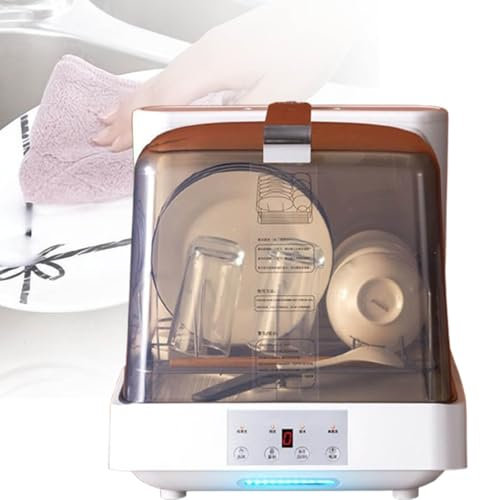 MhWrughts Lave-Fruits et légumes, Lave-Vaisselle de Table, réservoir d'eau intégré de 6 litres, 4 programmes, Deux Modes d'alimentation en Eau et démarrage différé, pour Les Petites familles