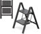 GameGem 2 Step Ladder, 2 Step Stool for Adults, Folding Step Ladder with Secure Footing, Widened Pedal, Aesthetically Pleasing Looking, Blends Right into Domestic Rooms, Black