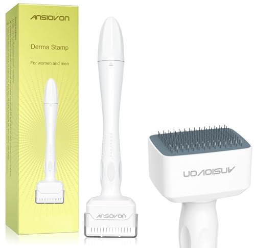 Derma Stamp - ANSIOVON Microneedling Stamp for Hair Face Scalp Beard - Microneedle Dermastamp at Home - Micro Needling Stamp for Women and Men