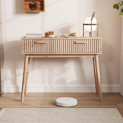 Xnferty Table Console, mesa de entrada con 2 cajones, consola de muebles, mesa de noche, 2 cajones, mesa auxiliar, pasillo, salón, dormitorio, chimenea, MDF, 100 x 80 x 35 cm