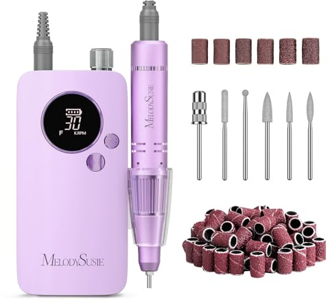 MelodySusie Clip-On SC320F Kabelloser Nagelfräser für Einsteiger | 30.000 U/min, Wiederaufladbar, LCD-Display, zum Nageldesign & Gel-Entfernung, für Salon & Zuhause
