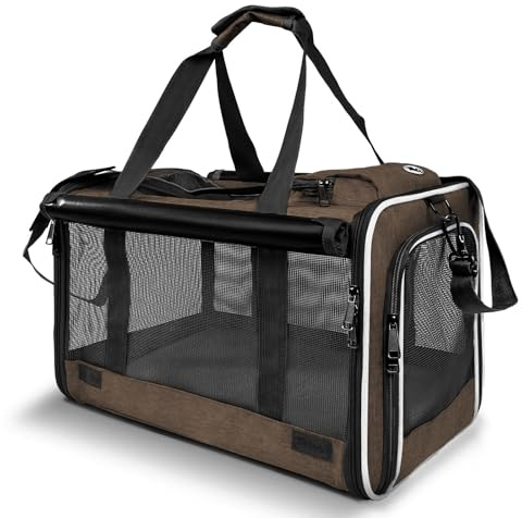 GAPZER Pet Carrier for Large Cat Soft-Sided Animal Traveling Bag up to 20lb | Privacy Protection Big Kitten Car Travel Cloth Carry Bag up to 20 lbs, Small Animal Portable Mesh Kennel Cage for Vet Visits