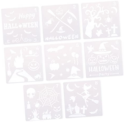 Tofficu 8stücke Kunststoff Malvorlage Mit Hexenkürbis Form Und Hohlzeichnungsvorlage Für Halloween Malschablonen Und Diy Handwerk Projekt