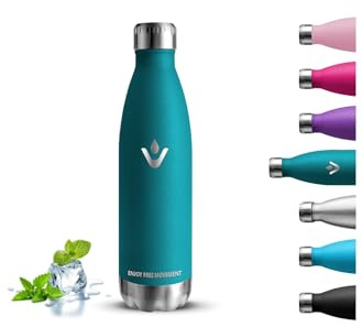 Borraccia Termica, Borraccia 500 ml, Senza BPA, Borraccie Bambini, Senza Perdite, Bottiglie Acciaio Inox, Mantiene Caldo per 12 Ore/Freddo 24 Ore, Bottiglie Metallo per Scuole, Uffici, Yoga, Campeggio