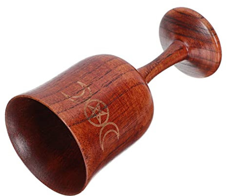 GLEAVI Copa Sagrada De Tres Fases Pentáculo 15 Cm Madera Natural Decoración Religiosa Artesanía Ritual Para Altar y Uso Ceremonial