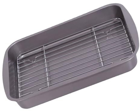 ibasenice Rechteckiger Bräter Bratengericht Aluminium Grillpfanne Ofengericht Tabletts Rostfrei Aufschlag Backen Fisch Backformen Für Den Ofen Backschalen Lebensmittelhalter Light Grey Eisen