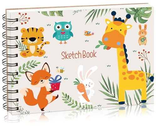 Skizzenbuch A5, Zeichenbuch Kinder 140g/m² Dickes Papier Skizzenblock Blanko für Künstler Profis Malbegeisterte (60 Blatt/120 Seiten)