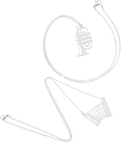 SUPVOX Collier Pendentif Musique Femme 2pcs en Métal Argenté Breloques Accordéon et Cor Français Style Punk Design Unique pour Amateurs de Musique