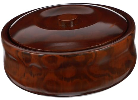 iplusmile Cuenco de Madera para Snacks con Tapa Ligero y Seguro Diseño Retro Simple Bowl para Frutas y Aperitivos Hogar y Tienda Color Café Natural