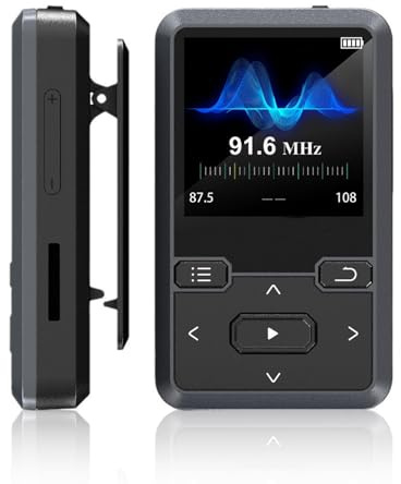 Lecteur MP3/MP4 Sports 32 Go de mémoire avec Bluetooth 5.0 Design léger avec clip de 28 g Prend en charge une extension jusqu'à 128 Go Qualité audio Hi-Fi Radio FM, podomètre et enregistrement vocal t