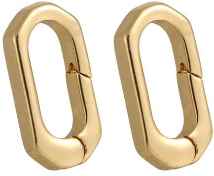2pcs Gold Clasp for Necklace, Brass Oval Chain Clasp Necklace Connector Pendant Bracelet Clip Closure Replacement Accessories for Jewelry Making