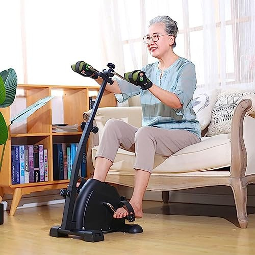 QIYFOZ Pedaltrainer, Heimtrainer-Fahrrad für Rehabilitationstraining im Krankenhaus, Arm- und Beintrainer für Senioren mit LCD-Bildschirm