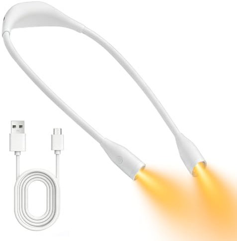 Nackenlampe zum Stricken & Lesen - Leselampe Hals mit 3 Farben & 9 Helligkeit - Stufenlos Dimmbar, Biegbare Arme, Aufladbar 80h Dauer LED Umhängelampe für Handarbeit, Häkeln, Buchlampe & Nackenleuchte