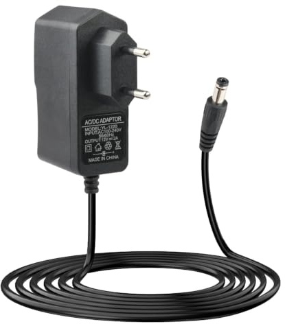 Adaptador de Corriente 12V 2A, Fuente de Alimentación Universal AC 100–240V con Conectores 5,5x2,1mm, para Tiras LED, Cámara, Router, TV Box, Monitor LCD, Discos Duros Externos, Reproductor Multimedia