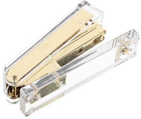 MAGICLULU Grapadora de Escritorio Transparente Pequeña para Oficina y Escuela, Grapadora Manual Acrílica Multifunción Color Dorado, Herramienta de Oficina para Grapar Libros y Documentos