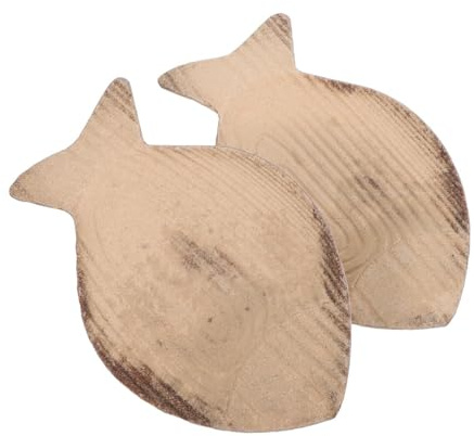 UKCOCO Plateau en Bois Brut Forme Poisson 23,6 X 15 X 3 Cm, Lot de 2, Rangement Porte-clés et Bijoux, Vide-Poches Décoratif pour Salle de Bain, Entrée et Table Basse