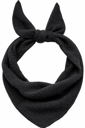 stylx Damen Mini-Dreieckstuch Musselin, leichtes Halstuch Schal zum täglichen Tragen, 90 x 30 cm, Deckenschal jede Jahrezeit für Frauen und Mädchen MADE IN ITALY (schwarz)