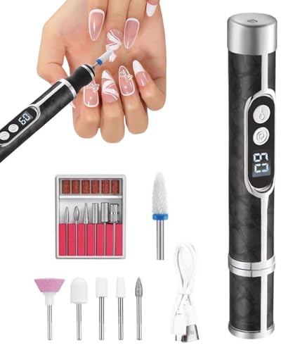 Kit de Eléctrica para Uñas Silenciosa Recargable con 18 Fresas | Set Portátil de Electrónico para Uñas Cuidado de Uñas Profesional en Casa, Salón y Viaje