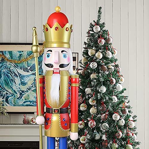 ECOM-CDL 120Cm 48 4Ft Groß/Giant Hölzerne Nussknacker Ornament (Rote King K01)