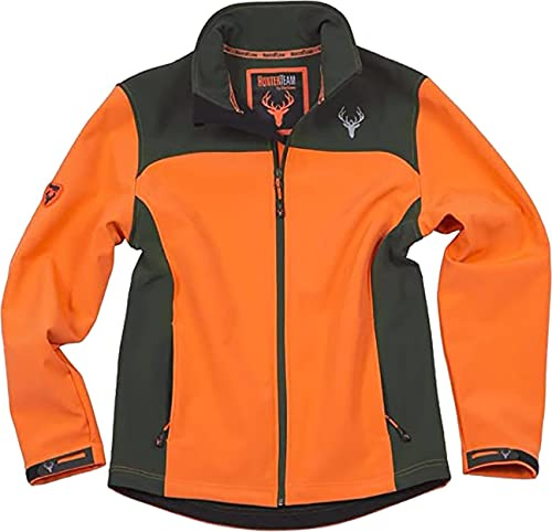 Work Team Cazadora workshell alta visibilidad, combinada, con 2 bolsillos laterales. HOMBRE Naranja AV/Verde Caza L