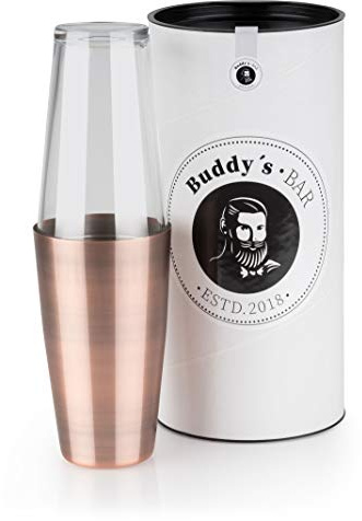 Buddy´s Bar - Boston Shaker, 700 ml mugg + 400 ml glas, livsmedelssäker, ädel cocktailshaker inklusive presentförpackning, koppar antik