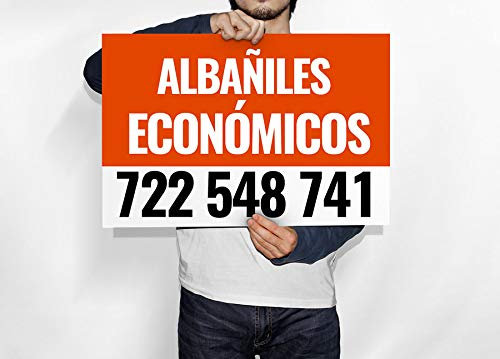 Oedim Cartel de Albañiles 100x50cm | Fabricado en Polipropileno | Artículos para Inmobiliarias y Particulares | Señalética Elegante, Moderna|100% Personalizable|