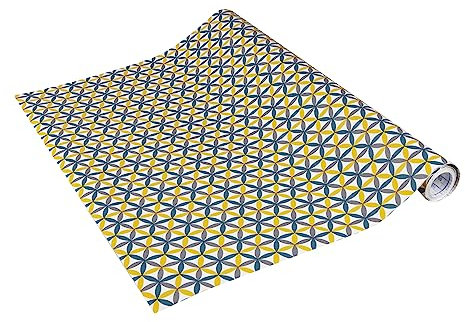 Venilia Klebefolie | Charleston Retromuster Gelb-Grau | 45 cm x 2 m, Stärke 95μ | selbstklebende Möbel-Folie, Dekofolie, Tapete, Küchenfolie | PVC ohne Phthalate | Made in EU