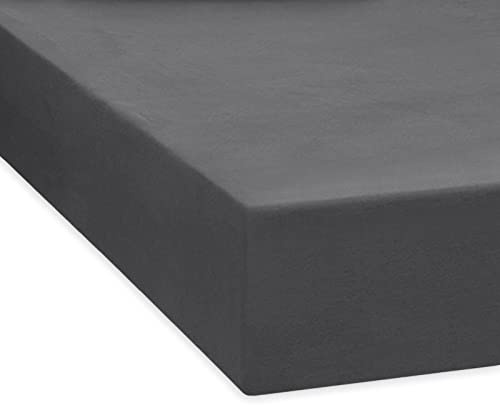 TRAUMSCHLAF Spannbettlaken, Spannbetttuch Fein-Biber warm und kuschelig, bügelfrei, mit Rundumgummi (weitere Farben,Größen) 80x200 cm, anthrazit