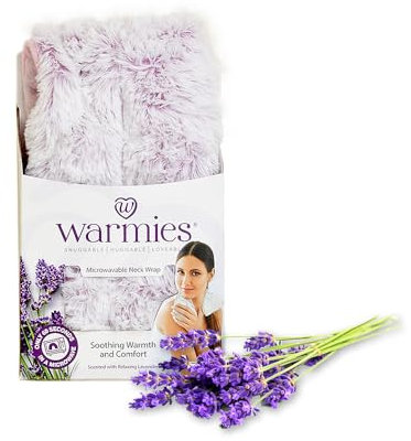 warmies Microwavable Neck & Shoulder Wrap - Heating & Cooling Plush Pad for Calming Relaxation - Weighted & Heated Neck Warmer with Scented Lavender - Microwave Heat Pad for Aches & Pain - Lavender