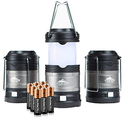 Cascade Mountain Tech Pop-Up IPX4 Water-Resistant LED Lantern with 4 Light Modes - 3 Pack