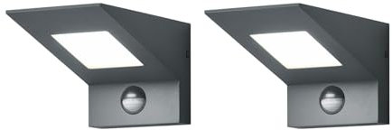 meineWunschleuchte 2er Set Außenwandleuchten Downlight mit Bewegungsmelder, Anthrazit H: 10cm