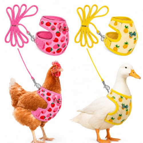 Frienda 2 Pcs Medium Chicken Duck Harness and Leash, Pineapple Strawberry