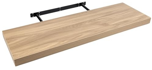 H HANSEL HOME Vägghylla 60 x 25 x 4 cm, ekfärg, hyllor, vägghyllor, vägghyllor, osynligt fäste