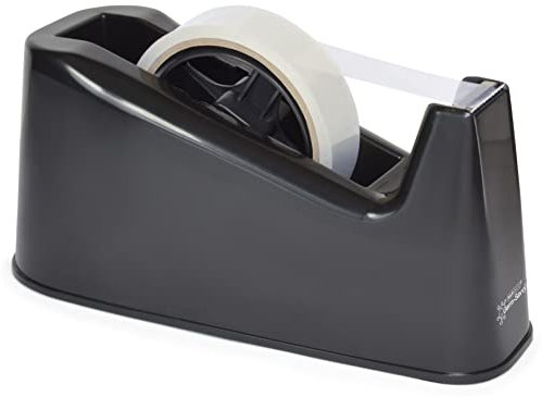Rapesco 1695 500 Dispenser per Nastro Adesivo con 1 Rotolo di Nastro Trasparente, Nero