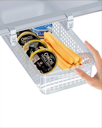 Skywin TidyFriend Refrigerator Egg Drawer 14.1 x 7.7 x 4 - Snap-on Holder for Organizes and Protects Eggs - Adjustable and Space Saving, Storage Container