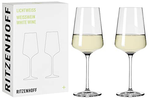Ritzenhoff 6111006 Copa de vino blanco 400 ml - Serie Lichtweiss - 2 piezas en un set de regalo - Made in Germany