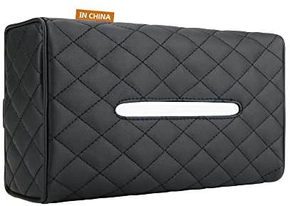 Qirc Auto Taschentuchhalter, PU Leder Universal Car Taschentuchbox | Multifunktionale Sonnenblende Taschentuchhalter, Autos Rücksitz Kopfstütze Armlehne Hängende Taschentuchbox (Schwarz)