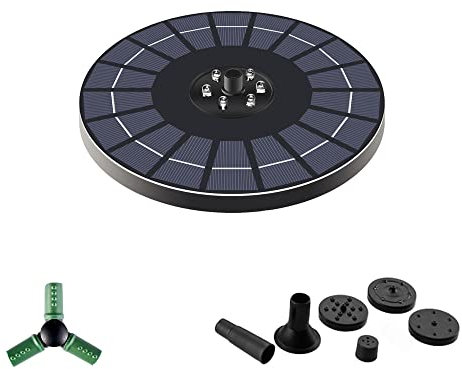 Solarbrunnenpumpe Solar Circle Solarpumpe für Vogelbäder Garten Garten Fischtank Solarbrunnen 4/6W mit 5 Fontänenstilen LED-Solarbrunnen